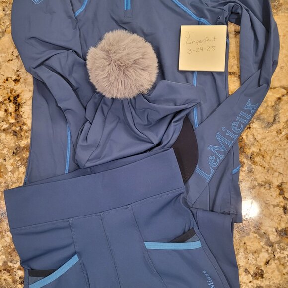 Young Rider 11/12 matching LS shirt and full seat pull on pant with hat silk - Picture 3 of 5